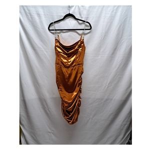 NWT SexyChained Spaghetti Strap BodyconRuched Dress Lg